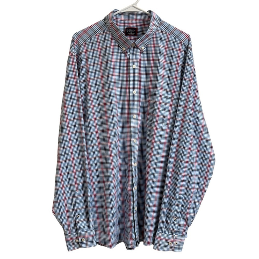 UNTUCKit Scansano Performance Blue Pink Plaid Button Down Shirt Men Sz XXL Tall